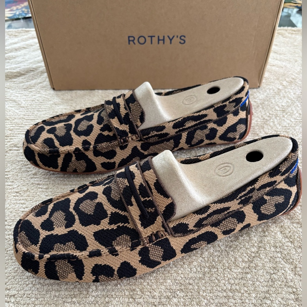 Rothy's Tan and Black Animal Print Loafers - Picture 2 of 5